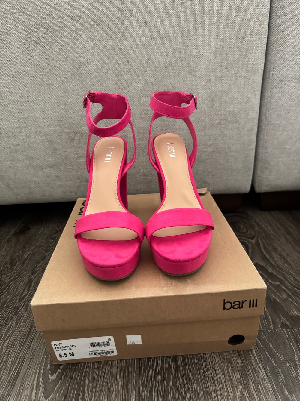 Bar III Hot Pink Suede Platform Ankle-Strap Sandals